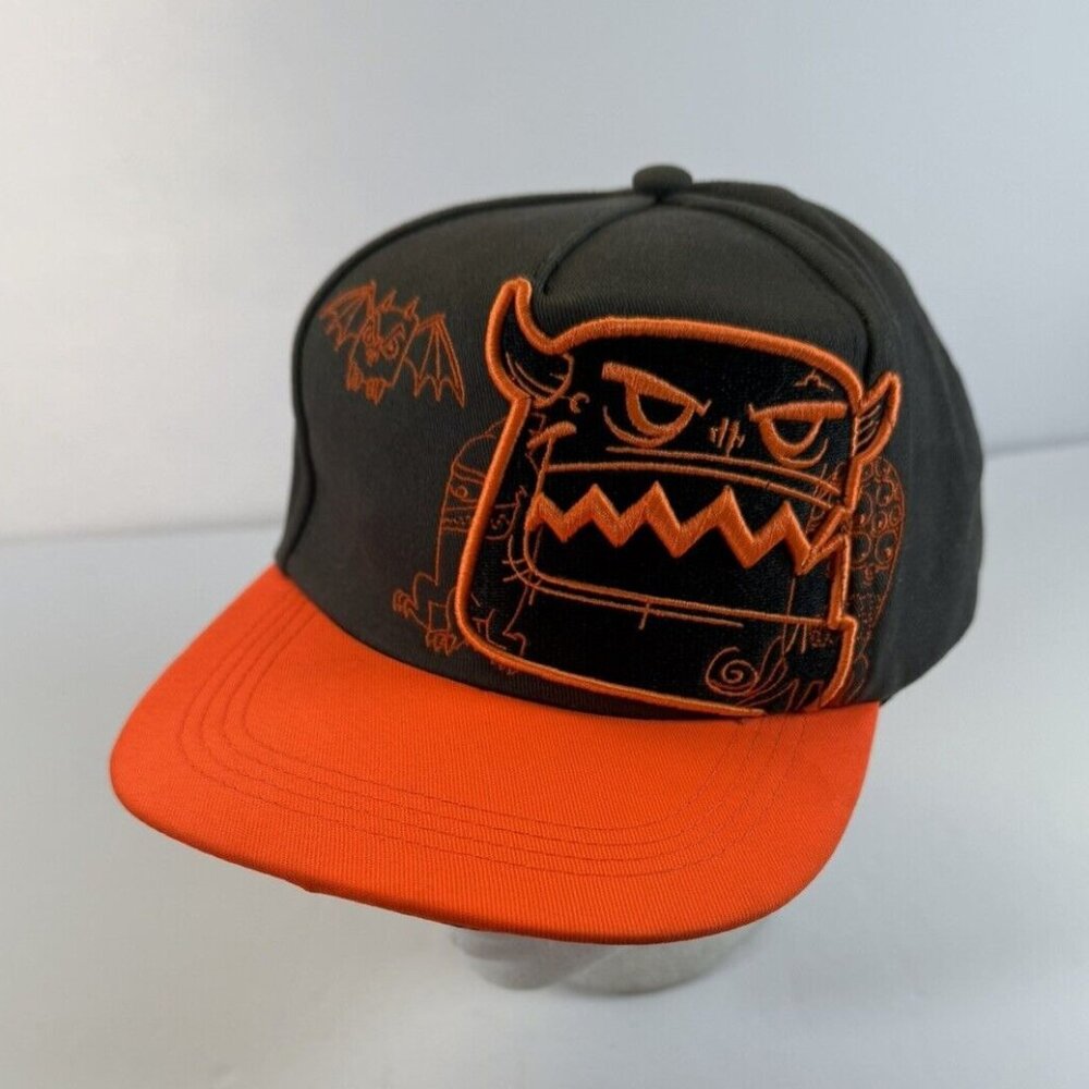 Brothers Embroidered Monster Snapback Baseball‎ Cap Orange/Black Printed Brim